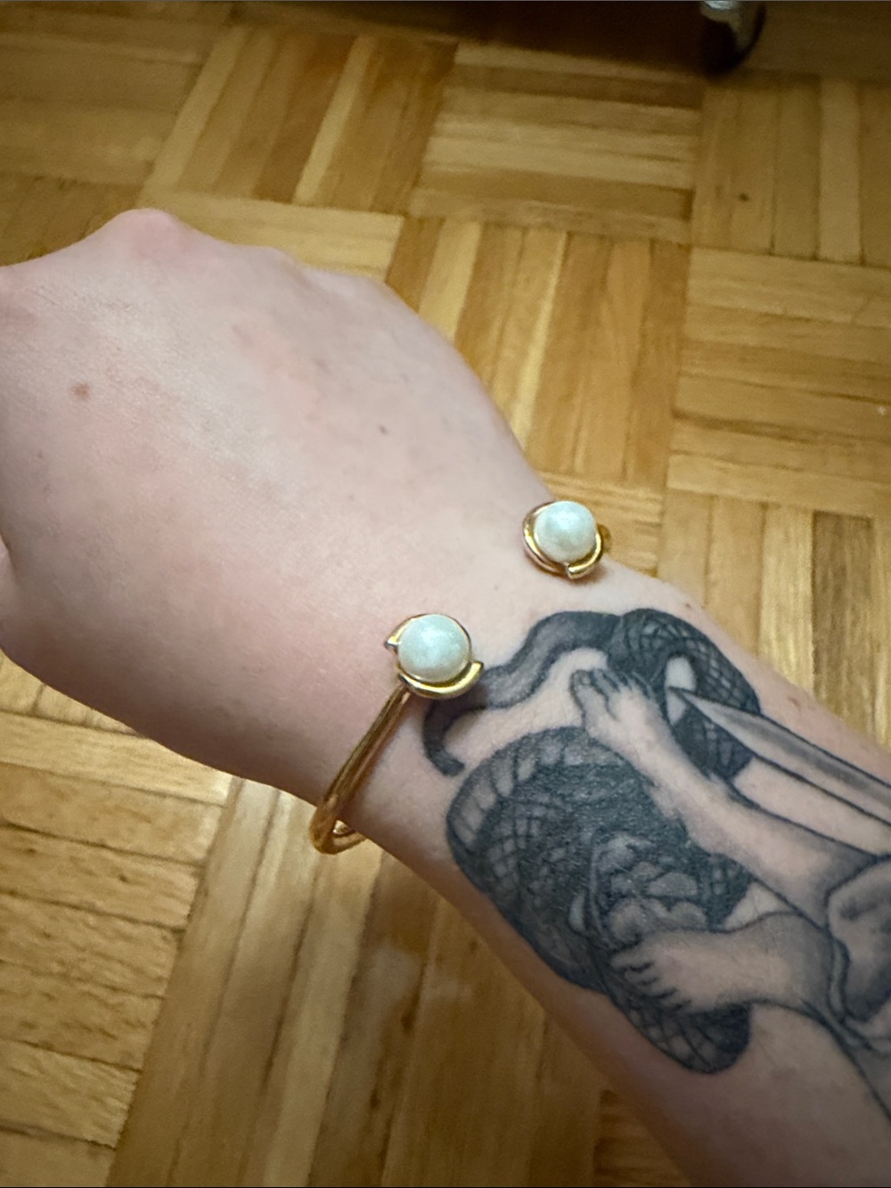 Kate Spade Gold Bracelet with White Pearl Accents